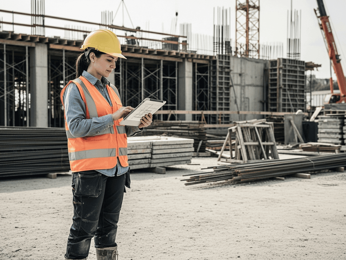 Construction site manager documenting site activity